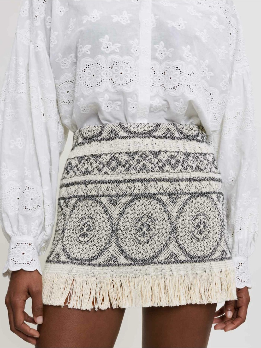 Maje Jacquard Fringe Skirt / Skort